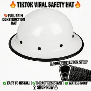 Hard Hat Edge Protector Strip – 36.6” Reinforced Full Brim Guard, Durable Helmet Protection (Hat Not Included)