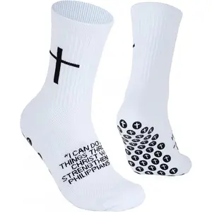 Men's 4-Pack Fall Winter Soccer Socks Non-Slip Silicone Dot Terry Cushioned Crew Socks Moisture Wicking Odor Resistant Breathable Athletic Running Cotton Socks for Running Soccer and Fall Winter Sports