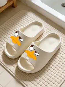 1 Pair Funny Sassy Duck Face Printed Thick Sole Slippers, Fun Personalized Style, Non-slip Soft Sole, Indoor & Outdoor Dual-use, Open Toe Slides, Casual Slippers