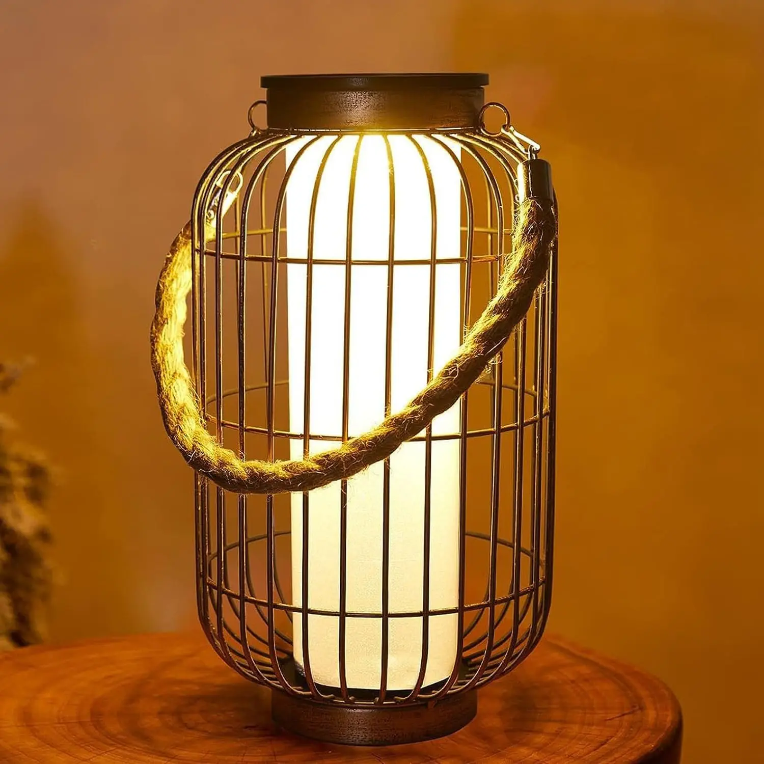 Retro Bronze Metal Solar Lanterns - Large 7.6" x 14.1" 4.5V Water Resistant LED Lights, Auto On/Off, 6-8 Hours Runtime, Hanging/Tabletop for Garden, Patio, Friend, Ideal for Outdoor Lighting Decor, Outdoor Decor, Led Lighting