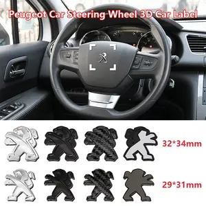 Peugeot Car Steering Wheel Center Sticker, Universal Fit Interior Decoration Decal, Personalized Logo Patch for Peugeot Vehicles