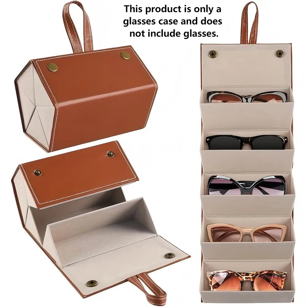1 Pc Sunglasses Storage Organizer, Multi-Functional 4/56 Slots Eyeglasses Case, Creative Premium PU Leather Glasses Box, Multiple Styles Available, Eyeglasses Holder, Portable Eyewear Organizer, Eye Glasses Holders