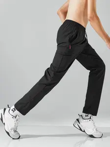 Men's Letter Print Zipper Pocket Sweatpants, Regular Fit Casual Athletic Jogging Comfy Breathable Jogger Pants for Outdoor Sports Running, Men's Trousers for All Seasons