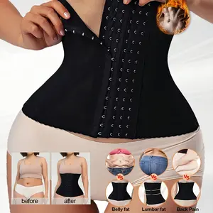 Women's Breathable Posture Correcting Shapewear Belt Medium Control Tummy Trimmer With Adjustable Buckle Lumbar Support & Back Relief Hand Washable Black Waist Cincher for Casual Attire Tummy Control Shapewear Snug Waistband Metal Eyelets Design