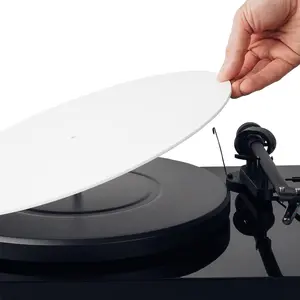Turntable Mat - 11.75" Anti-Static Turntable Slipmat with Label Recess - 1/8" Thick  Platter Mat for Vinyl LP Record Players - White