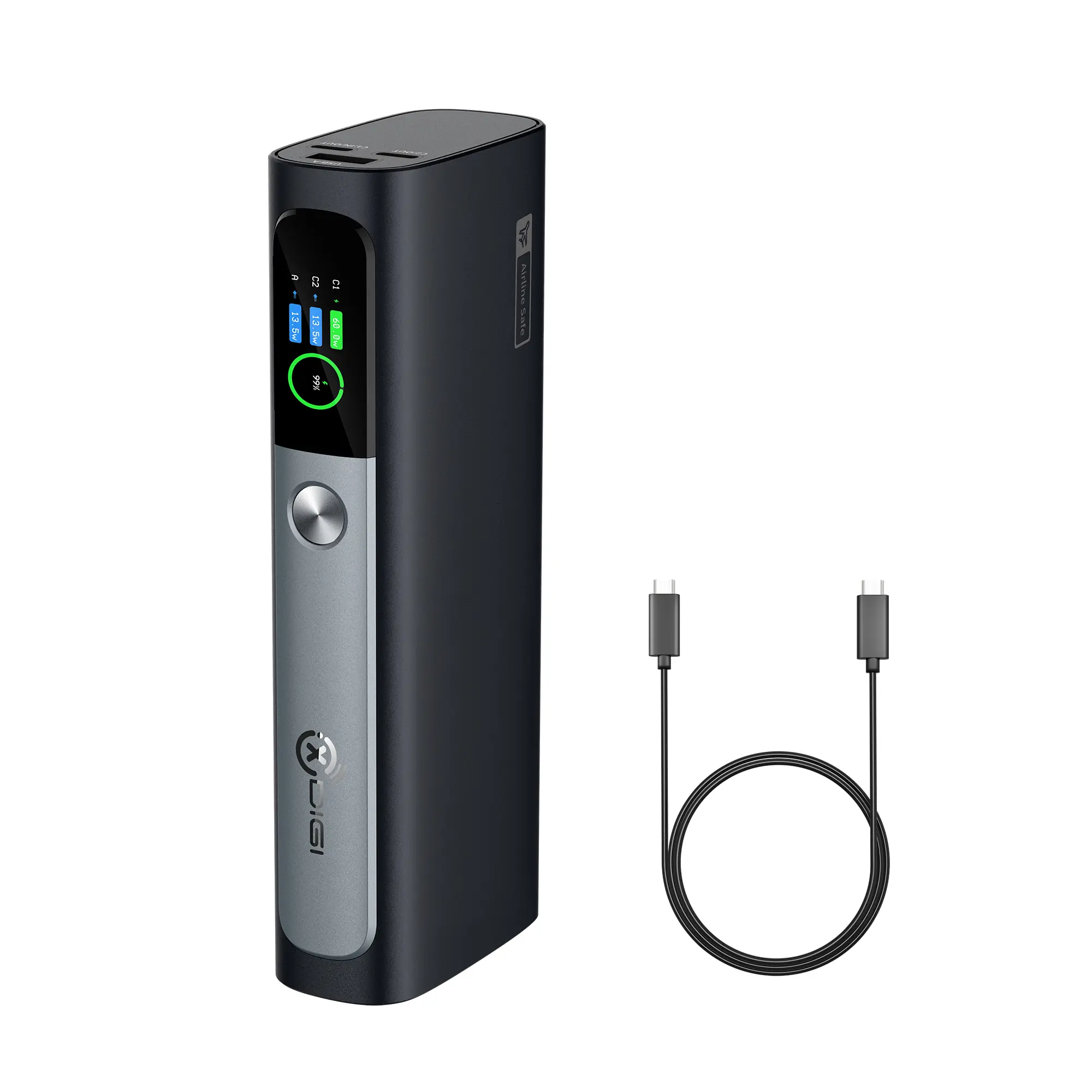 XDIGI Power Bank 20000mAh 130W Laptop Portable Charger, 72Wh PD Fast Charging Battery Pack, Smart Digital Display, 3-Port USB C Battery Pack Compatible with MacBook, Dell, iPhone 15, Samsung, Airpods