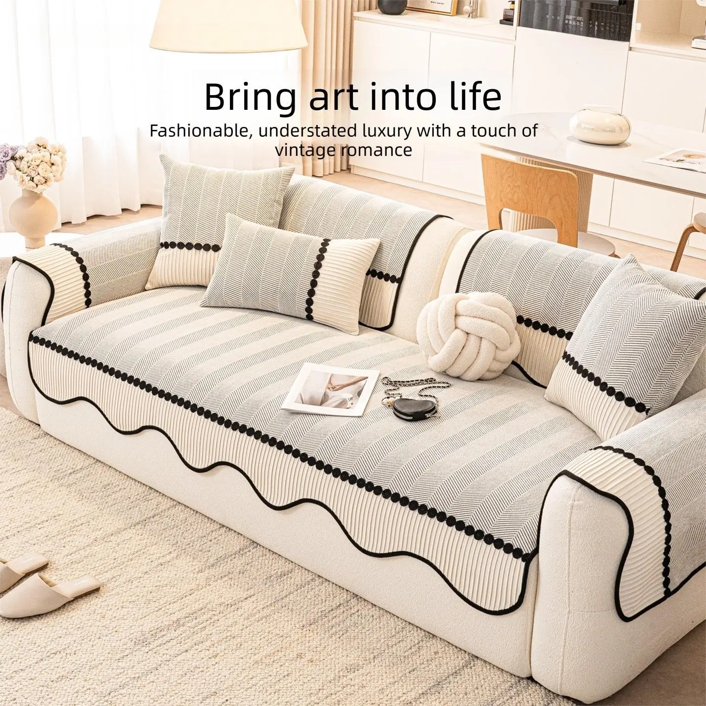Chenille Elastic Sofa Slipcover - Pet-Friendly Non-Slip Sofa Protector, Easy-to-Clean, All-Season Home Décor, Fits Single to Multi-Person Sofas & Armchairs