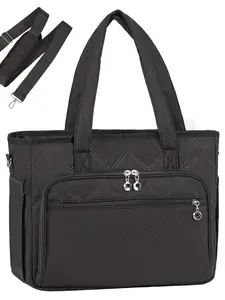 Women's Large Capacity Commuter Stitched Tote Bag, Fashion Teacher Handbag, Multifunctional Portable Storage, Casual Travel Shoulder Bag