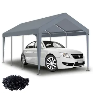 [LuckyNote] 12x20ft Carport Replacement Canopy Cover, Waterproof & UV Protected Tarp with 76 Elastic Buckles Suit for Garage Shelter, Frame is Not Included,grey