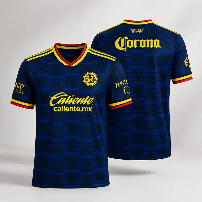 Club America Jersey Liga MX Navy Blue Eagle Graphic Shirt Breathable Premium Polyester Athletic Fit Sports Top Men Casual Football Kit Gift Idea
