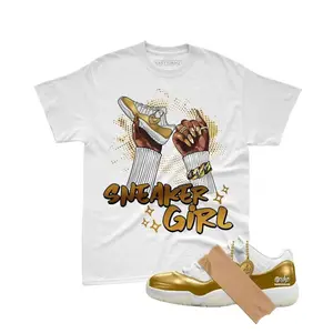 AJ11 Low White and Metallic Gold Match Shirt, Sneaker Girl Graphic Tee, 90s HipHop Tee, Unisex T-Shirt, Cozy Gift