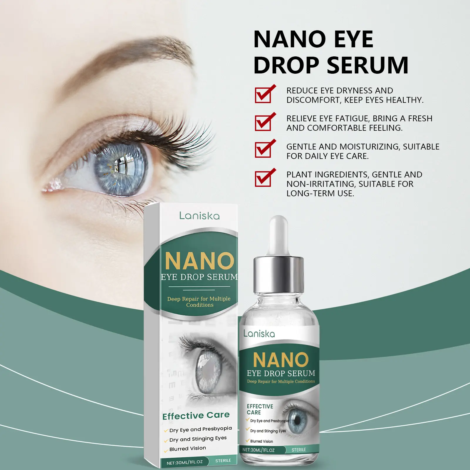 Soothing Eye Drops, Gentle Hydrating Lubricant Eye Care Liquid to Relieve Eye Discomfort & Dry Eyes, Daily Eye Moisturizing Relief Drops for All-Day Comfort