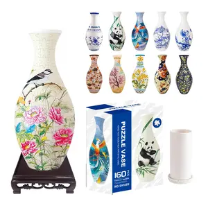 3D Panda and Crane Flower Vase Puzzle Model, 160 Piece Beginner Puzzle Toy for Home Decoration, Gifts for Mother's Day and Valentine's Day