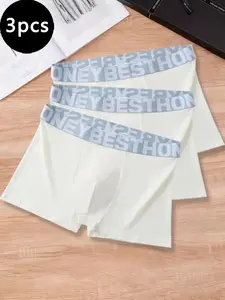 Men's Fashion Belted Print Solid Color Simple Underwear (3 Pack), Comfortable Breathable Sports Running Briefs