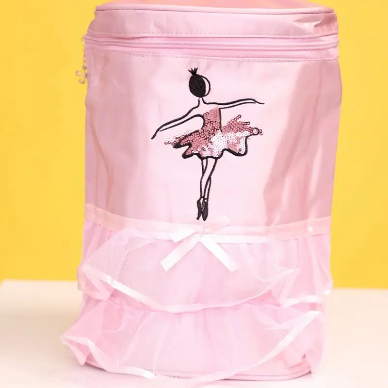 Rutte Baby Ballerina Cylinder Bag with Sequin Tutu Design and Bow Accent for Dance Lovers