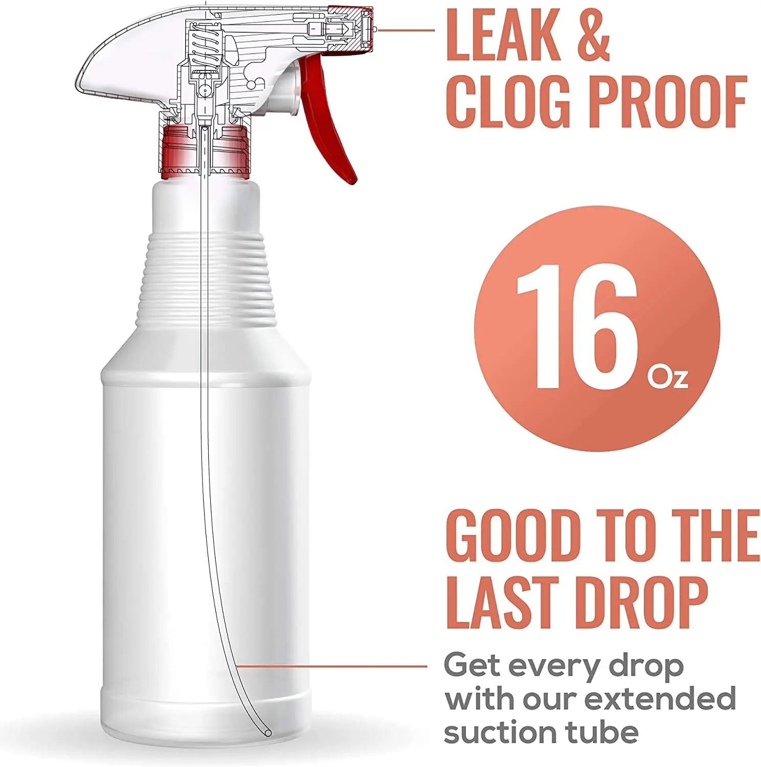 LiBa 16oz Multipurpose Spray Bottles (4-Pack): Chemical-Resistant HDPE Bottles for Cleaning, Plants & Hair Care