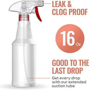 LiBa 16oz Multipurpose Spray Bottles (4-Pack): Chemical-Resistant HDPE Bottles for Cleaning, Plants & Hair Care