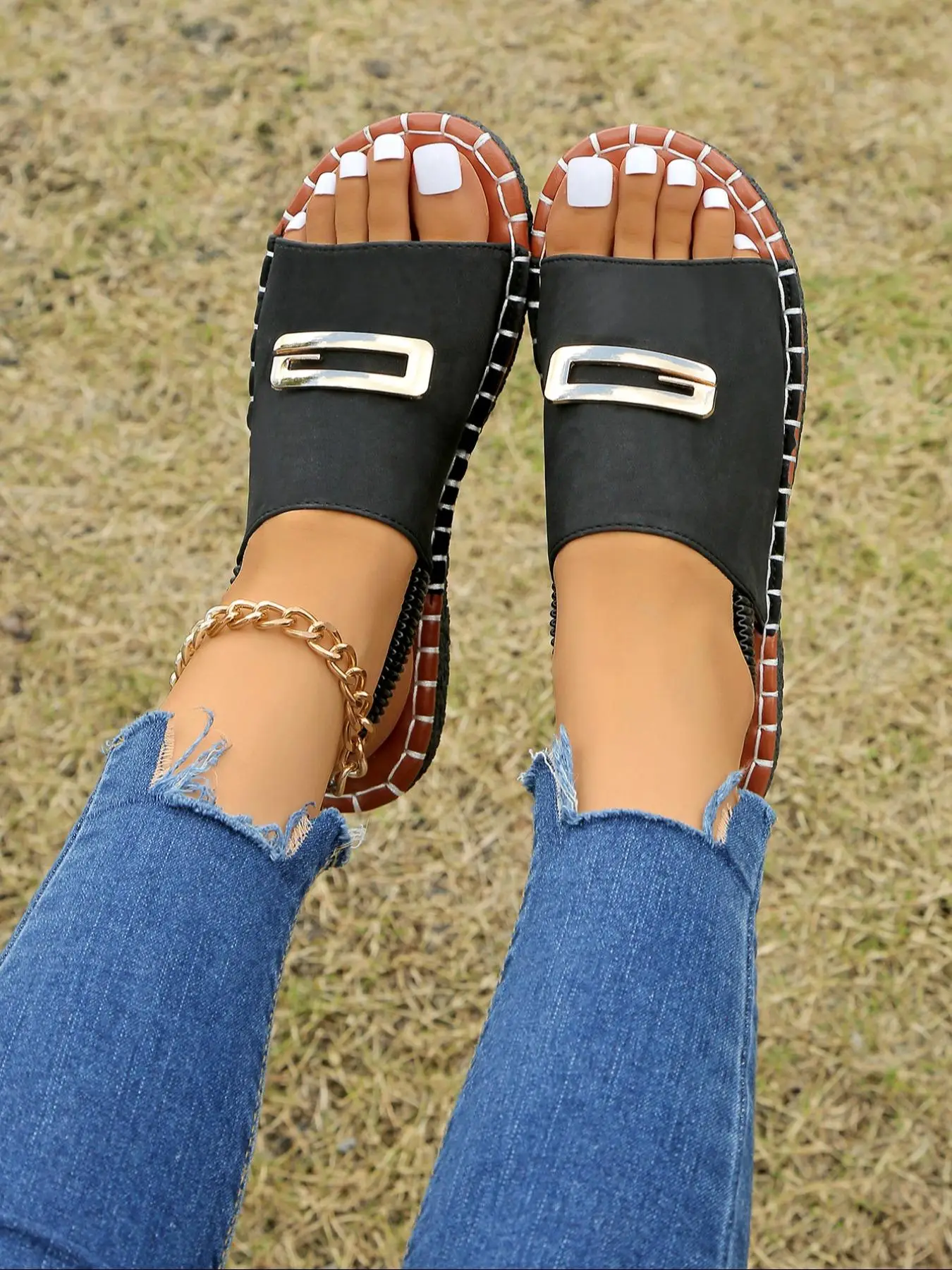 Women's Fashionable Slingback Sandals, 2024 New Style Casual Comfortable Sandals for Outdoor, All-match Commuter Shoes for Daily Wear Ladies Sandals,