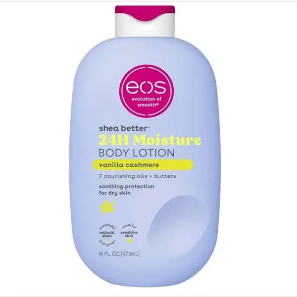 eos Shea Better Body Lotion Vanilla Cashmere, 24-Hour Moisture Skin Care, Lightweight & Non-Greasy, Natural Shea, Vegan, Vanilla Body Lotion, 16 fl oz