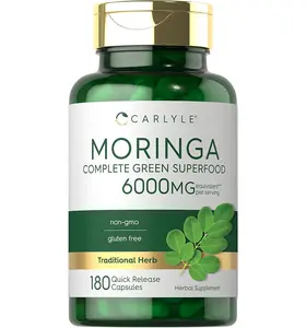 Carlyle Moringa Oleifera | 180 Capsules | Non-GMO and Gluten Free Supplement | Complete Green Superfood | from Moringa Leaf Powder