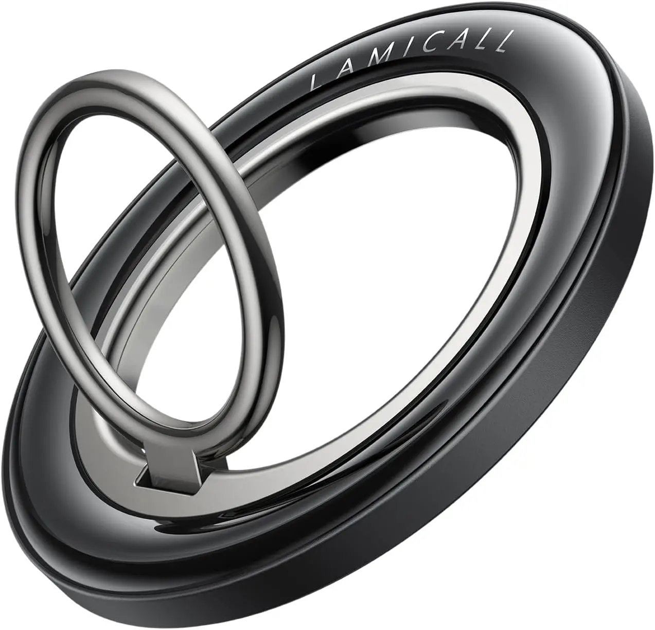 Lamicall Magnetic Phone Ring Grip Holder for MagSafe, Crystal Clear Black | 360° Smooth Damping Rotation, Finger Grip Kickstand for iPhone 17 16 15 14 13 12 Pro Max Air Androids, Mag Safe Accessories