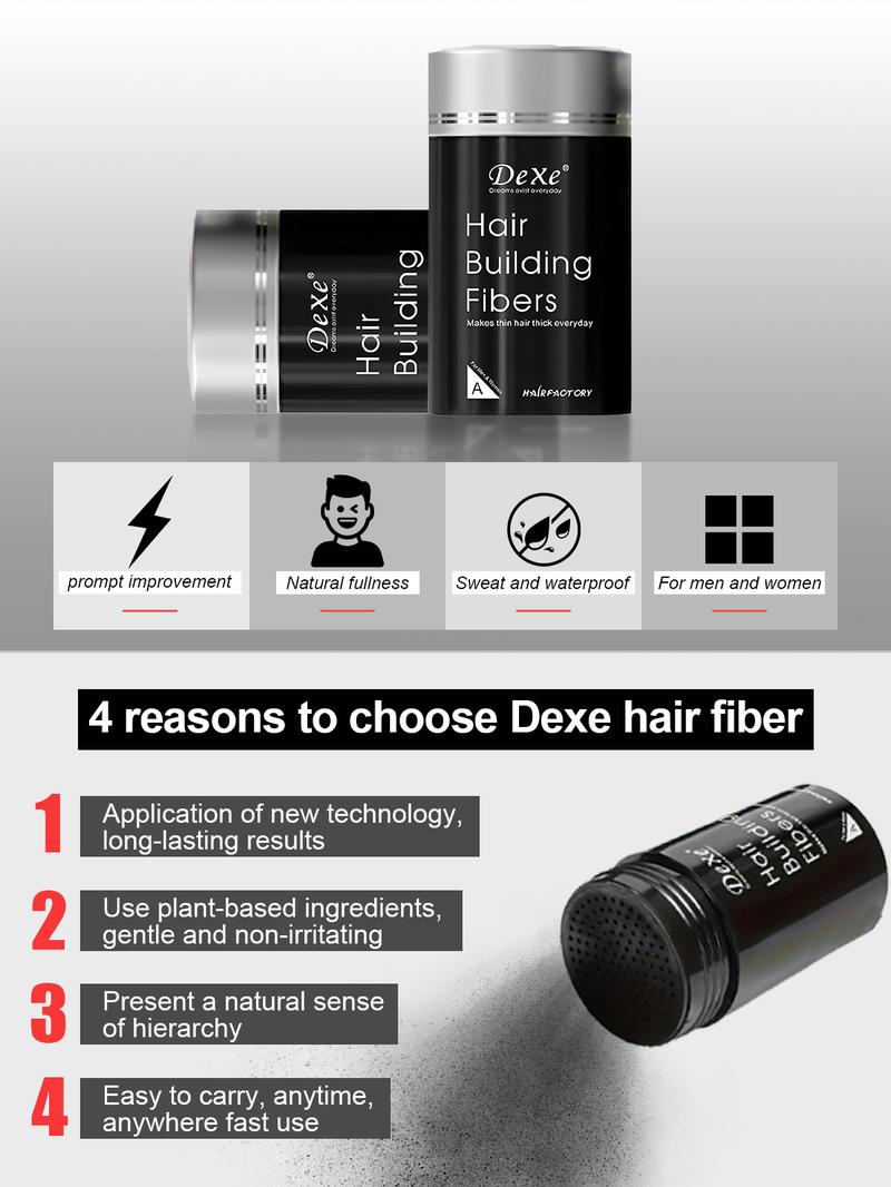 Dexe 44g Full Volume Hair Fiber 22g x2 Double Boxes Volumizing Powder for Fine Soft Hair Quick Attachment in 15 Seconds Adds Thickness Volume Unisex Multiple Colors