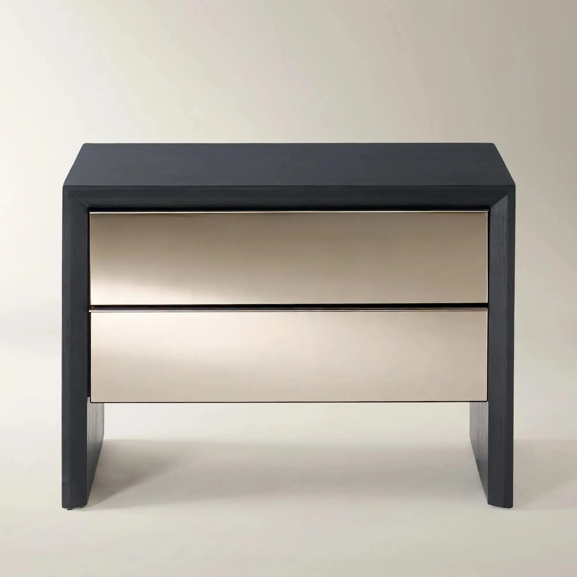 Z Gallerie Glimmer Mirrored Black Oak 2-Drawer Nightstand (32")