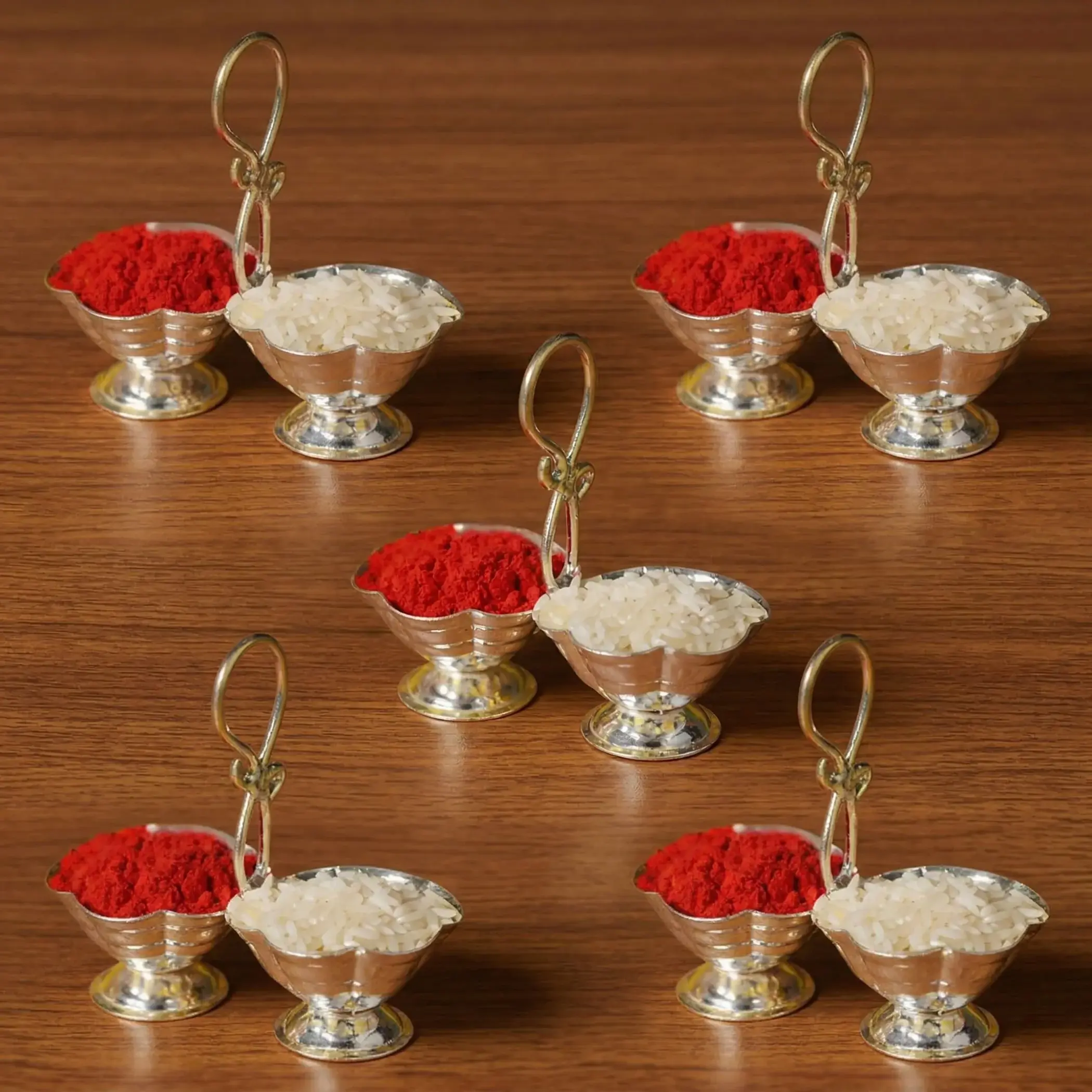 Sacred Silver Plated Haldi Kumkum Holder | Elegant Temple Stand for Diwali, Weddings, Pooja, Festivals | Perfect Gift & Decor