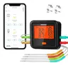 INKBIRD Wireless Bluetooth Digital Kitchen Thermometer - 4 Steel Heat-Resistant Probes, LCD Display, Oven Timer, Kitchenware Utensils for Grilling, Frying
