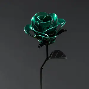 Green and Black Immortal Rose, Recycled Metal Rose, Steel Rose Sculpture, Welded Rose Art, Steampunk Rose, Unique Gift for Valentine's Day.