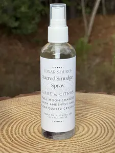 Sacred Smudge Spray Sage okeless Cleanse Clearing Mist Citrus Room Cleansing Crystal Infused Smudge Spray Altar Aura Energy Sm