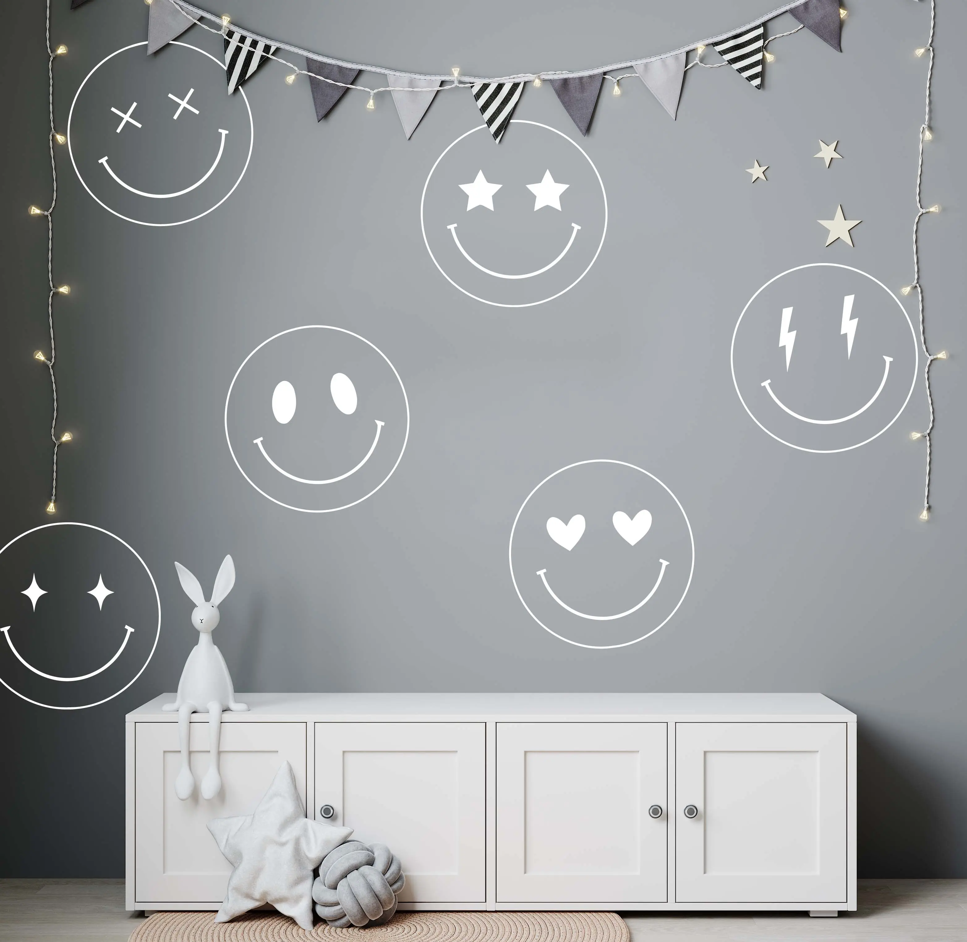 Set of 6 Smiley Face Wall Decals - Sprinkle Your Space with Happiness and Positivity, Each Decal Radiates Cheerful Vibes n059 Decor Decorative Stickers