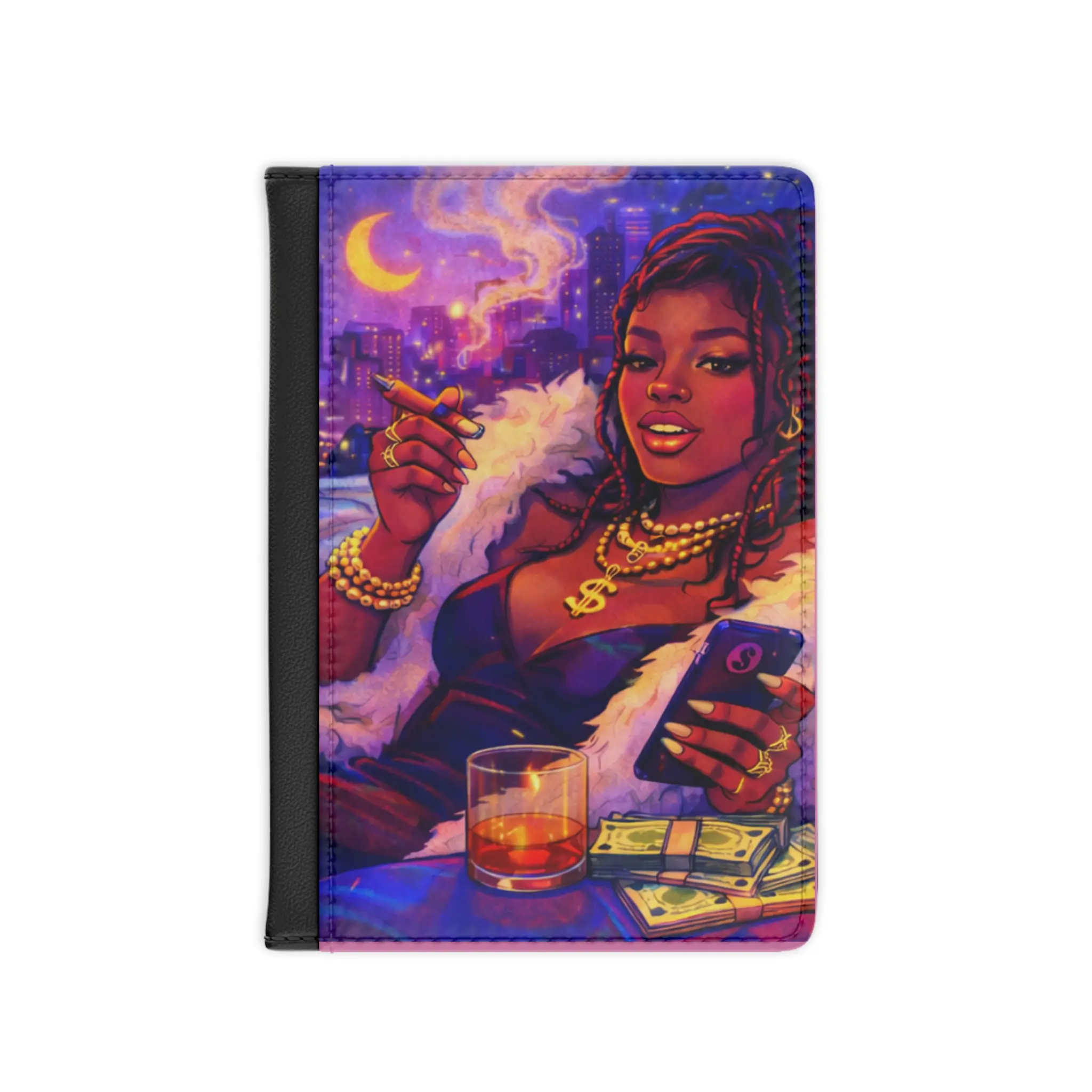 Luxury Nightlife Passport Cover — Bold Glam Woman Design
