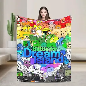 BFDI Inanimate Insanity Blanket Ultra Soft Flannel Fleece Cozy Warm Portable Bedroom Couch Sofa Office Bedding Throw Decor Summer Birthday Gift Christmas Gift for Cartoon Fans Kids Teens Men Women Funny Show Style