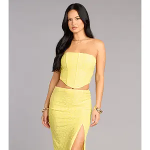 Soft Spoken Chic Flocked Lace Corset Top