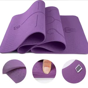 TPE Yoga Mat with Position Lines - 6mm Non-Slip Eco-Friendly 183x61x0.6cm for Yoga Pilates & Gym Workouts