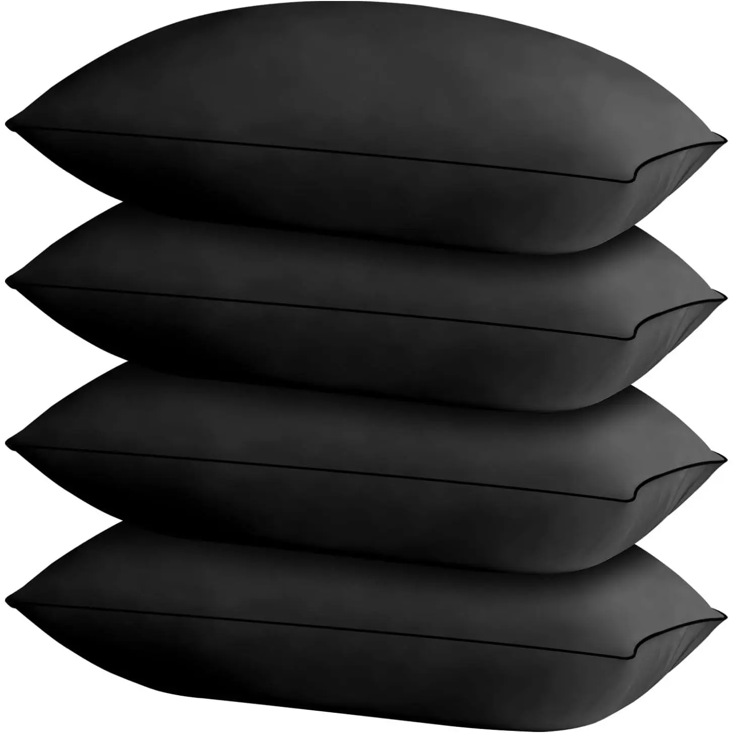 Bed Pillows for Sleeping 4 Pack,Standard Size Cooling Pillows Set of 4,Top-end Microfiber Cover for Side   Sleepers(Black)