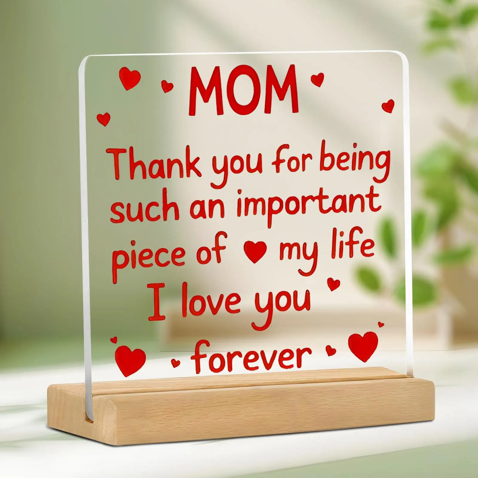 Letter Pattern Clear Acrylic Plaque, Creative Desktop Ornament, Home Decor for Living Room Bedroom, Gift for Mom, Birthday Present, Signs