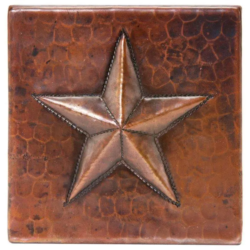 4" x 4" Hammered Copper Star Tile