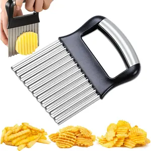Crinkle  for Veggies, Stainless Steel  Fry  for Potatoes, Cucumbers, Carrots - Wavy , Waffle Fry Maker