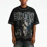 Sopula Studio Men's Retro Sacra Angel Graphic Rhinestone T-shirt, Menswear Short-Sleeve Round Neck Top,vintage clothing