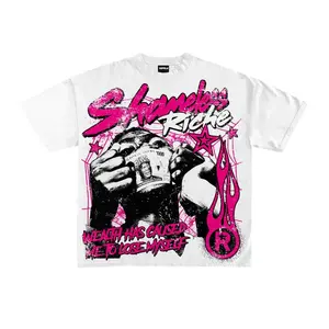 Unisex Fashion Round Neck Short-Sleeve Cotton T-Shirt, Riche Shameless Scoundrel Street Portrait Vintage Print