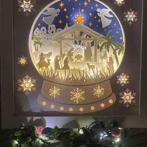 LED Nativity Christmas Globe Shadowbox