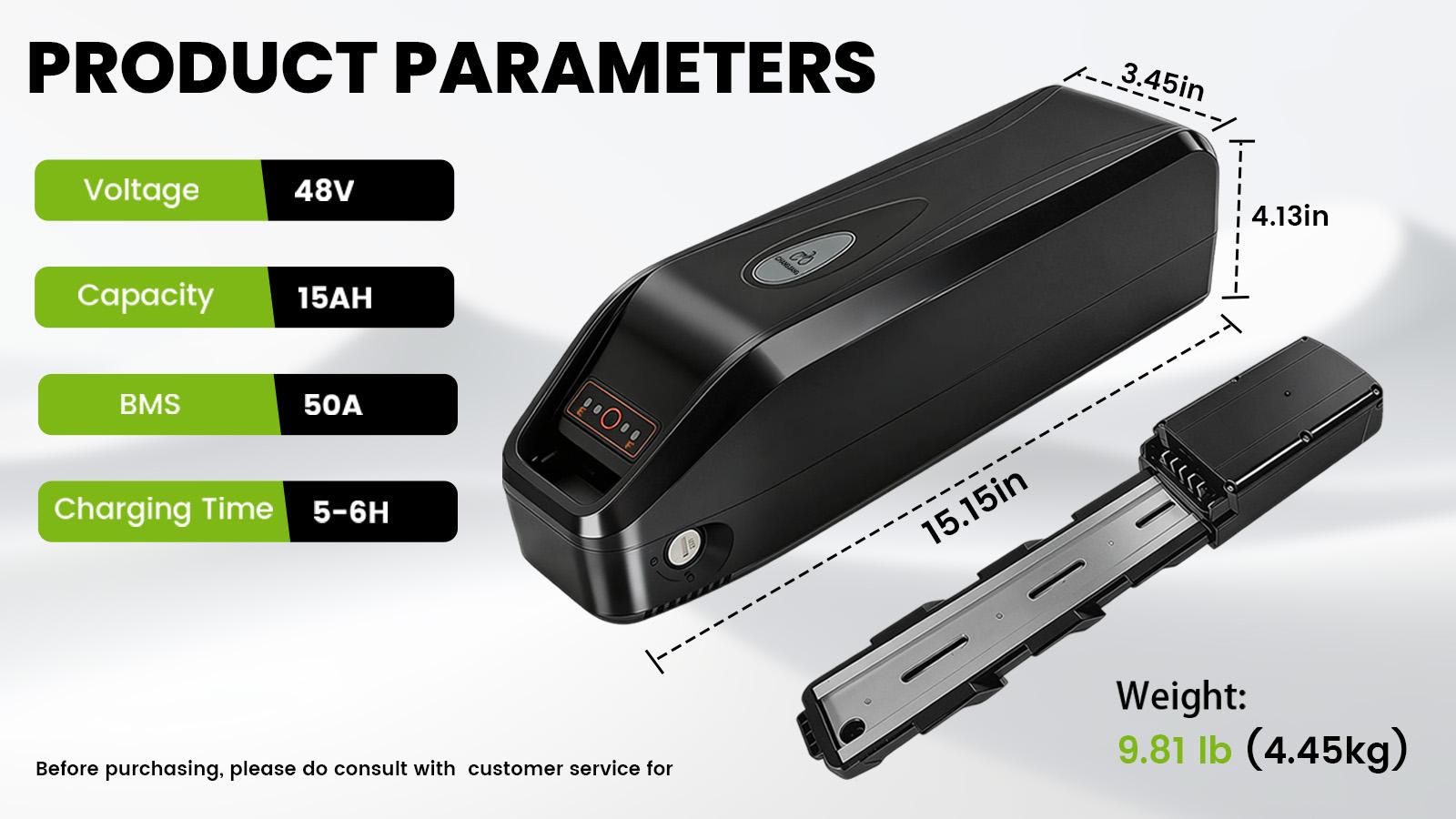 Ebike Battery 48V 15Ah Electric Bike External Battery Pack with Base, Removable EBike Lithium Battery for 1500W Peak Power Motor Ebike Battery 48V 15Ah Electric Bike External Battery Pack with Base, Removable EBike Lithium Battery for 1500W Peak Power Motor