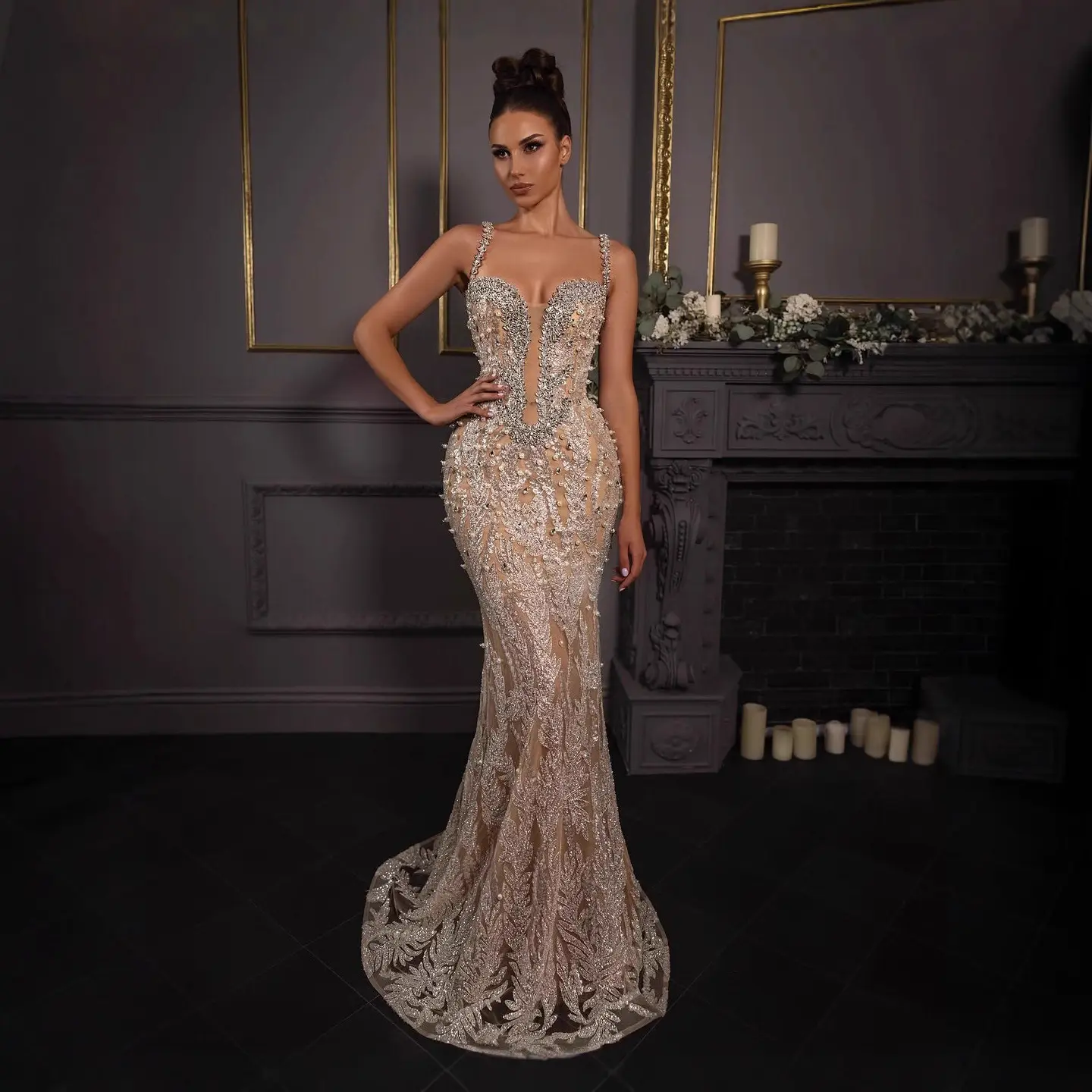 European and American Middle East Summer New V-neck Heavy Embellished Pearl  Bodycon Elegant Fashion Sexy Evening Dress - TikTok Shop