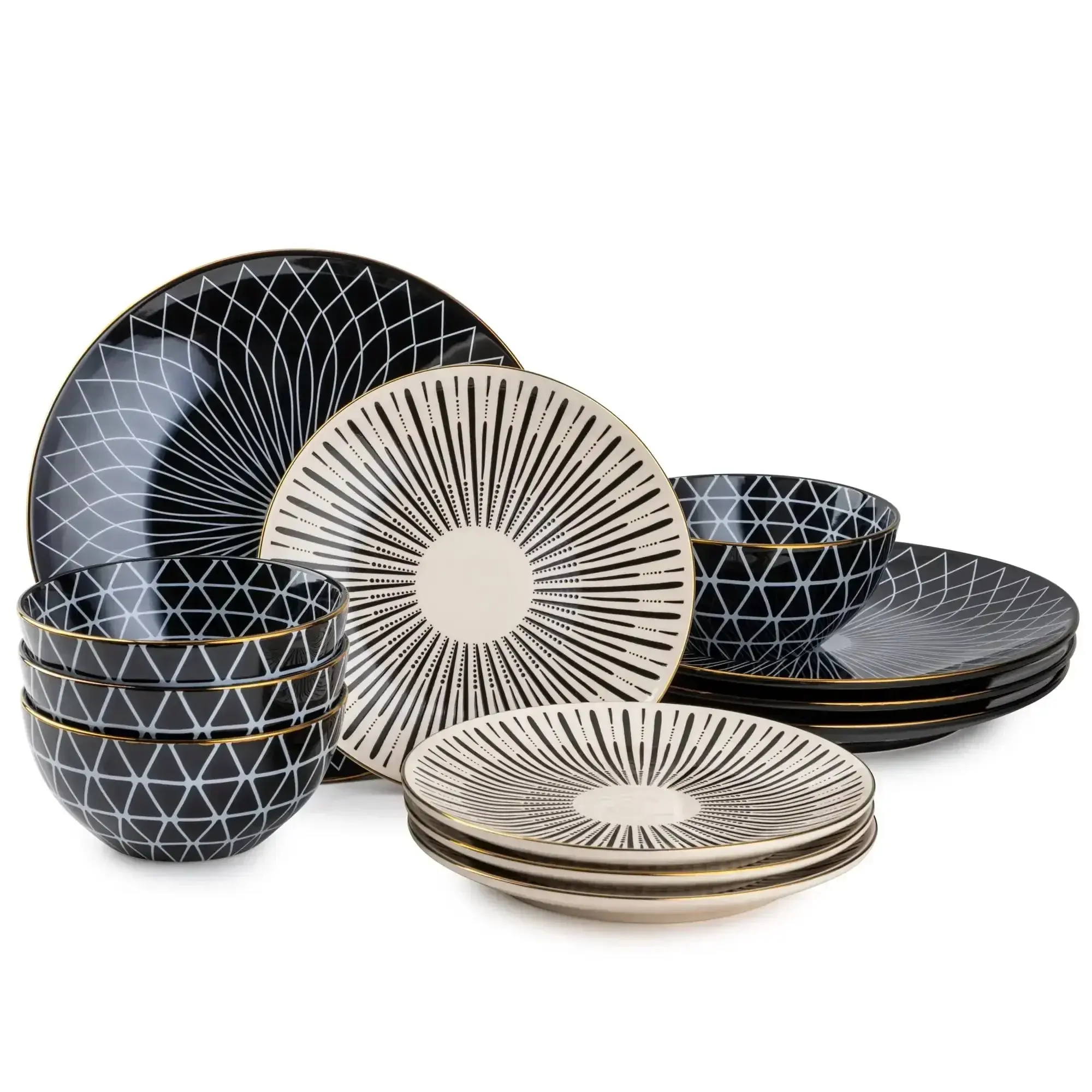Calypso 12 Piece Stoneware Dinnerware Set, Service for 4