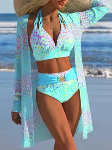 New Arrival Women's Swimwear Swimming Suit Beach Outfits Swimming Clothes Swim Dress Swimming Costume For Women Ladies Smock Swimwear Summer Beach Festival Vacation Travel Sexy Modern Sophisticated Three Piece Set Woman Bikinis Set