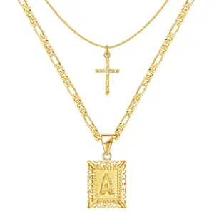 Layered Gold Necklaces for Women  with A-Z Mini InitialsTiny Initial Necklaces 14K Gold Plated Stackable Necklaces with CZ Cross life alert timebomb regular labret piercing pocket critters keychain cuban link chain kevin men evry jewels Versatile Heart Pe