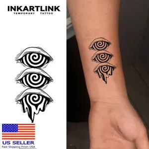 INKARTLINK Tattoo Tech, 3 Sheets Small Semi Permanent Tattoo, Adult Art Design Temporary Tattoos, Lasts 1-2 Weeks, Waterproof, Realistic Look, No Adhesive, No Reflection (Bewildering Gaze)