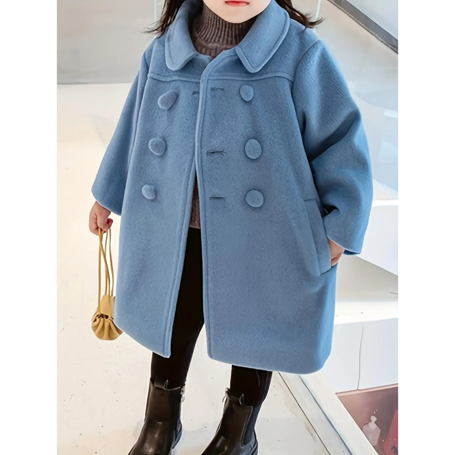 NewWinter Coat For Toddler Girls Fancy Double Breasted Elegant Long Sleeve Peacoat, Kids Clothing
